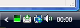 System tray icon showing 50% CPU utilisation